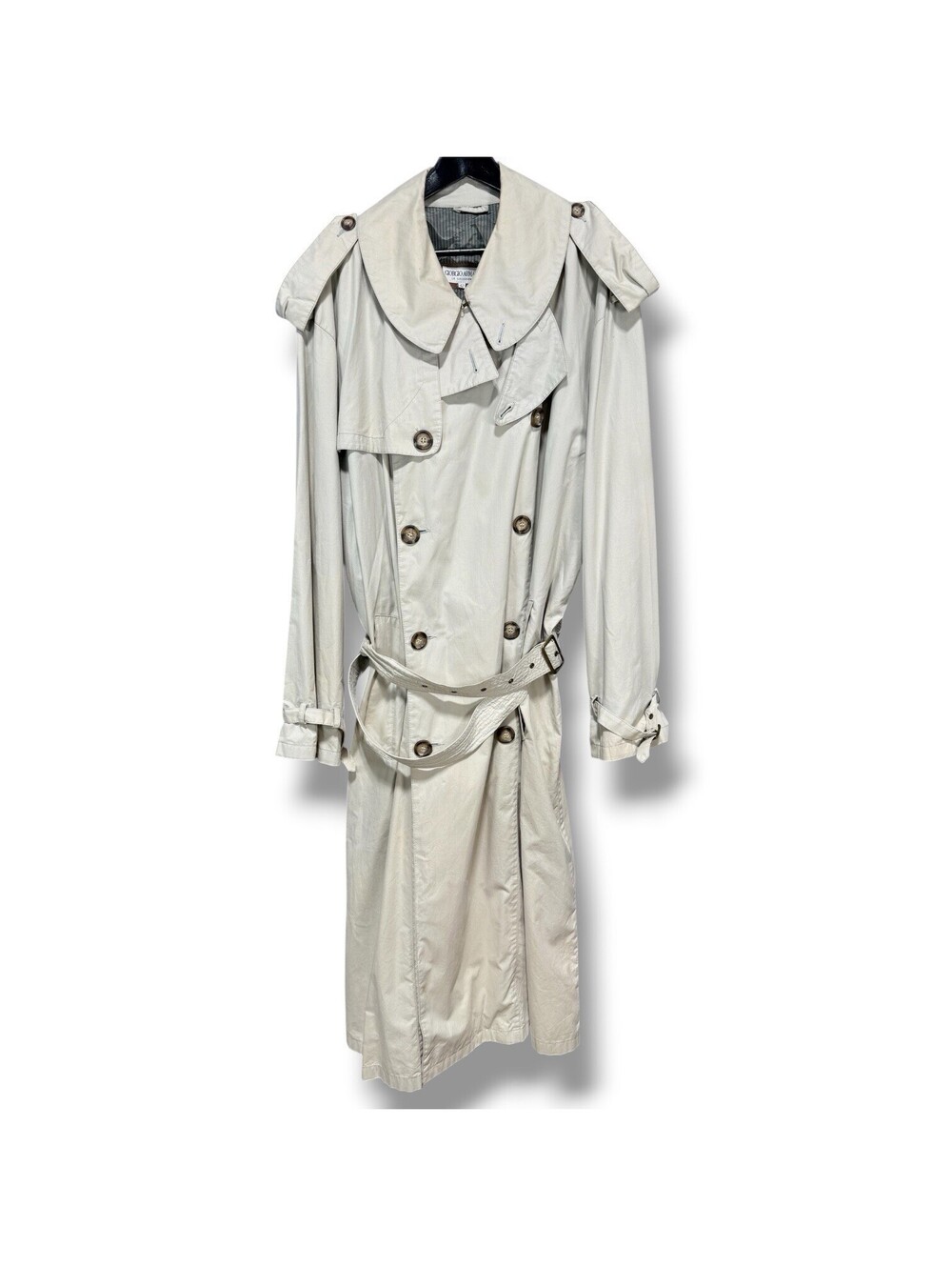 Vintage Giorgio Armani Le Collezioni Trench Coat Size 42 Beige Belted